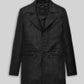 Will Smith I Robot Black Leather Long Coat – front view