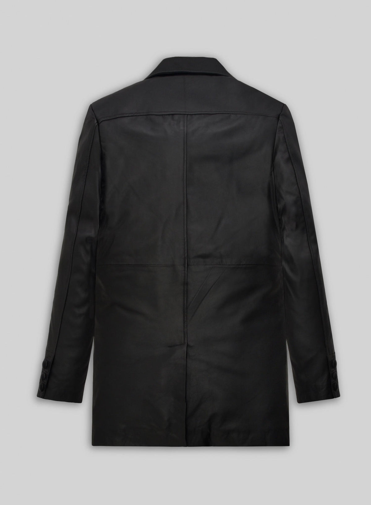 Will Smith I Robot Black Leather Long Coat – back view