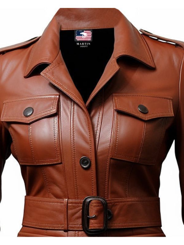 Women Brown Leather Coat