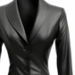 Women’s Black Leather Slim Fit Coat – Elegant &amp; Tailored
