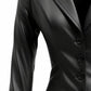 Women’s Black Leather Slim Fit Coat – Elegant &amp; Tailored