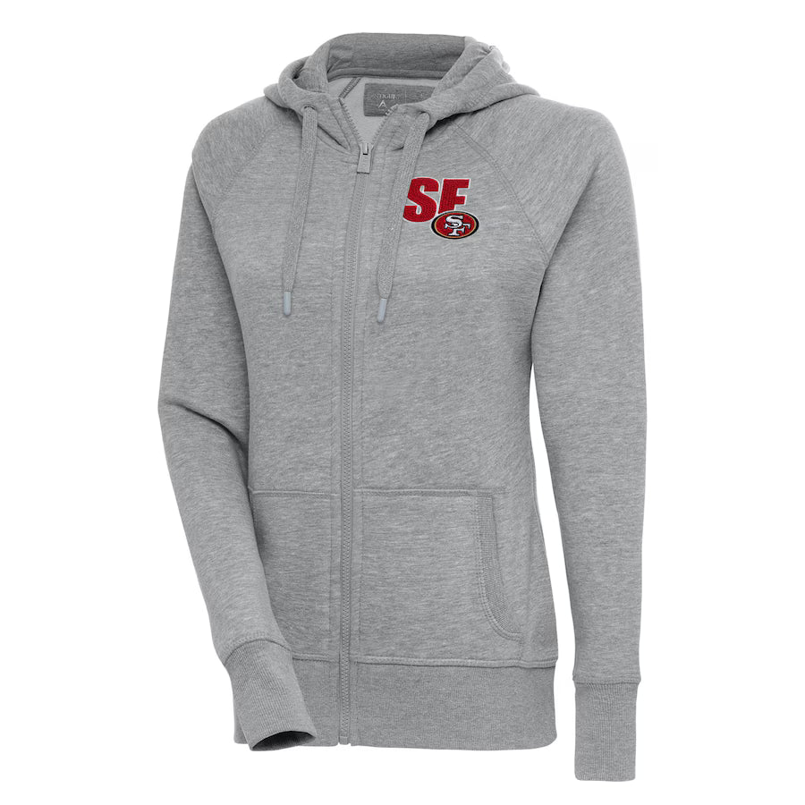 San Francisco 49ers Grey Zip-Up Hoodie (Recreated Edition)