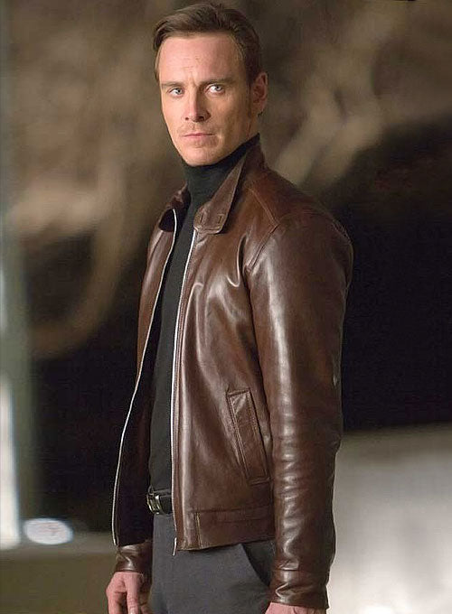 X-Men First Class Magneto Brown Leather Jacket – worn look