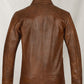 X-Men First Class Magneto Brown Leather Jacket – close-up detail of leather and stitching