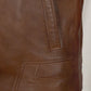 X-Men First Class Magneto Brown Leather Jacket – close-up detail of leather and stitching