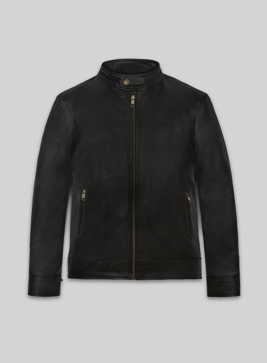 Zac Efron Baywatch Black Leather Jacket – front view