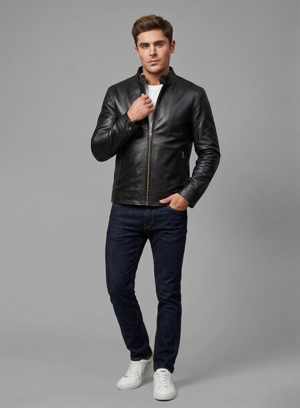 Zac Efron Baywatch Black Leather Jacket – full product view