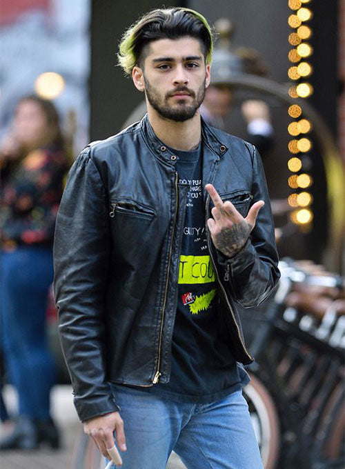 Zayn Malik Black Leather Jacket – Zayn Malik wearing the look, photo 3