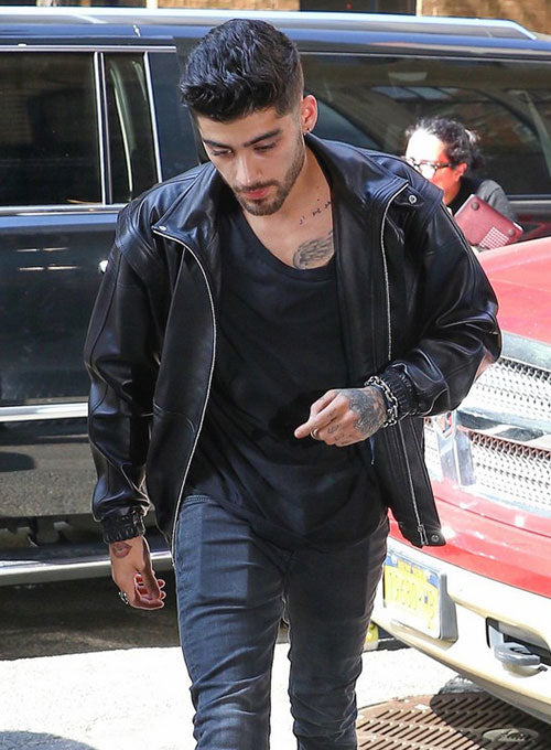 Zayn Malik New York Black Bomber Leather Jacket – celebrity inspiration look