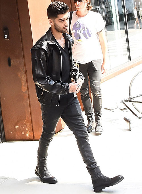 Zayn Malik New York Black Bomber Leather Jacket – celebrity inspiration look