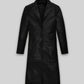 Zoe Kravitz Black Leather Long Coat – front view