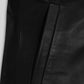 Zoe Kravitz Black Leather Long Coat – close-up and worn views